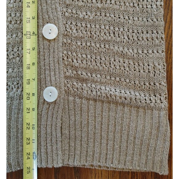 Coldwater Creek Med Ribbon Knit Mother Of Pearl Buttons Short Sleeve Cardigan - Picture 9 of 10